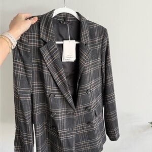 &other stories Plaid Double-Breasted Blazer